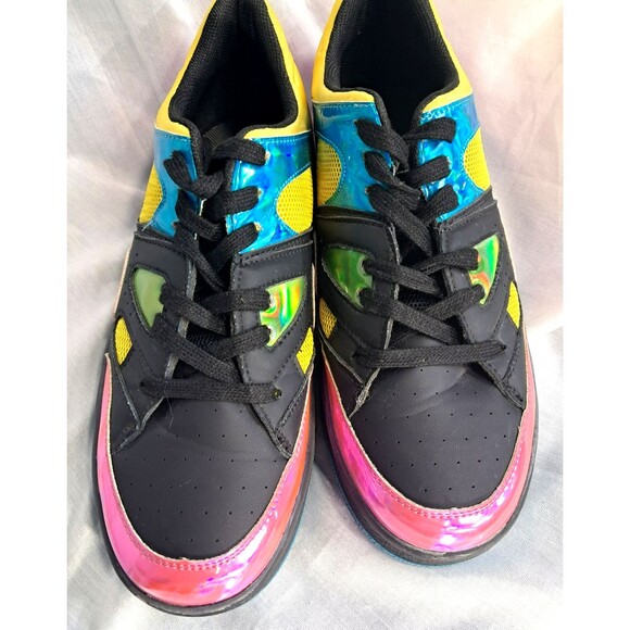 Cape Robbin Multi Color Lace Up Low Top Metallic Rainbow Sneaker Karis Size 9 - Picture 8 of 12
